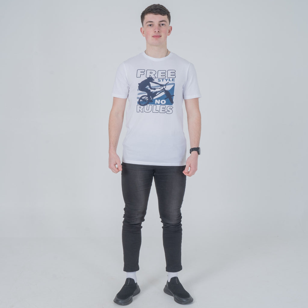 Vistuba Men's White Free Style Spot Print T-Shirt - Soft Cotton Jersey Fabric