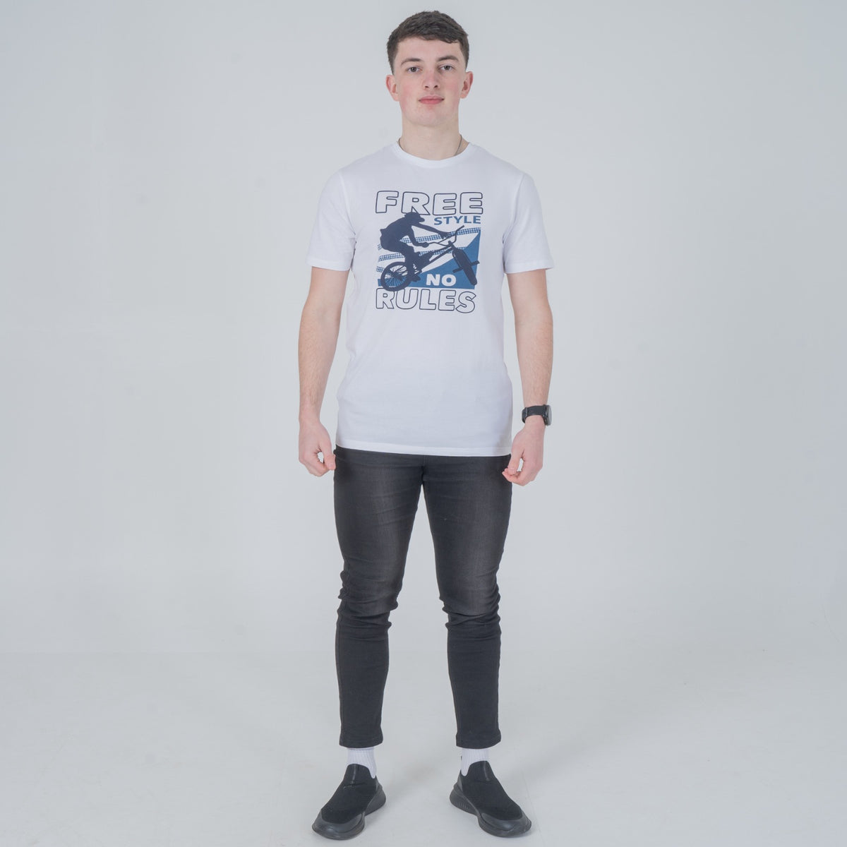 Vistuba Men's White Free Style Spot Print T-Shirt - Soft Cotton Jersey Fabric
