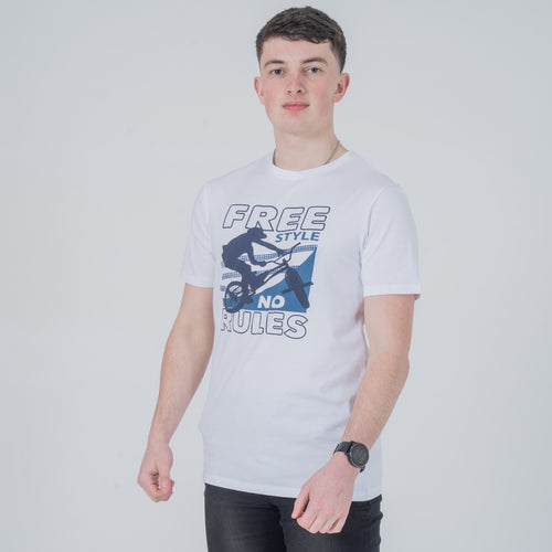 Vistuba Men's White Free Style Spot Print T-Shirt - Soft Cotton Jersey Fabric