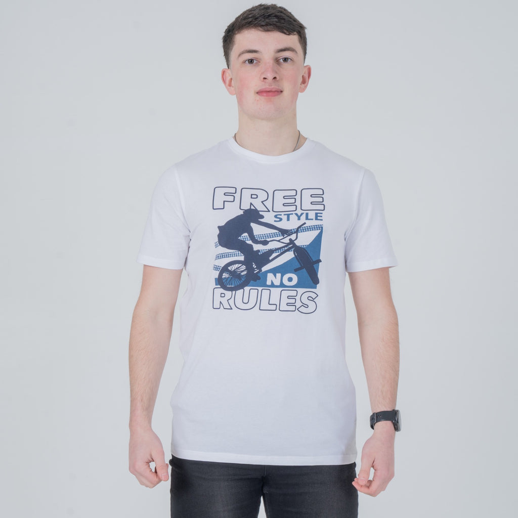 Vistuba Men's White Free Style Spot Print T-Shirt - Soft Cotton Jersey Fabric