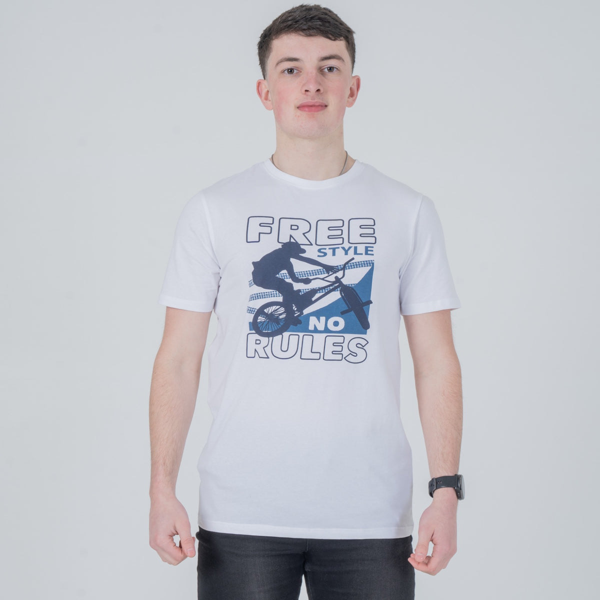 Vistuba Men's White Free Style Spot Print T-Shirt - Soft Cotton Jersey Fabric